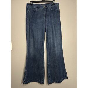 NYDJ Womens Size 8 Blue Wide Leg Jeans Lift Tuck Technology Soft Stretch Denim